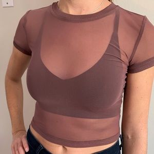 Sheer mauve crop top